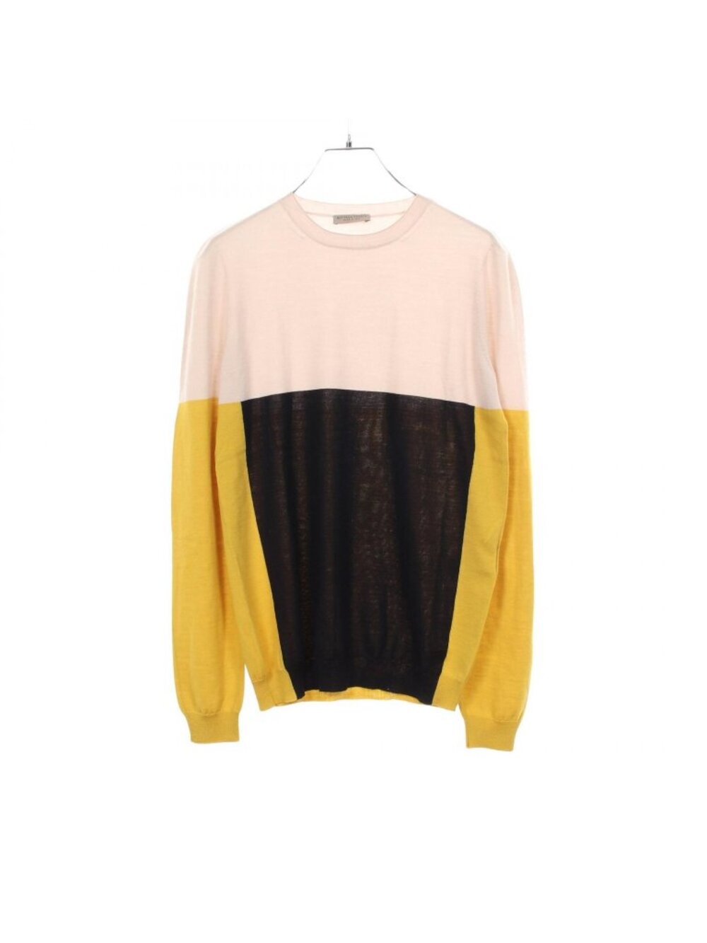 Bottega Veneta Knit Long Sleeve Beige Blue Yellow Wool Top Sweater